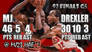 Michael Jordan vs Clyde Drexler Highlights (1992 Finals G5) - 76pts Total! MJ Shows Who's BOSS!