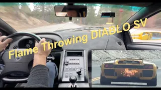 POV driving rare flame shooting Lamborghini Diablo SV