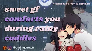 sweet girlfriend comforts you to sleep during rainy cuddles ASMR 💜  (F4A) [whispering] [humming]