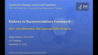 September 12, 2023 ACIP Meeting - Evidence to Recommendations