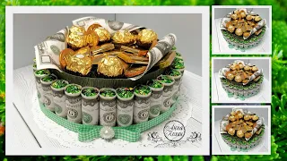 DIY🎂ТОРТ ИЗ КОНФЕТ И ДЕНЕЖНЫХ КУПЮР🎂СЛАДКИЙ ПОДАРОК МУЖЧИНЕ своими руками🎂Мужской подарок