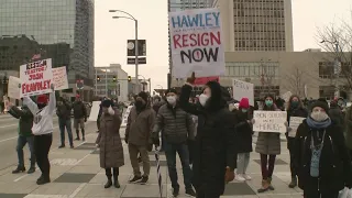 Protest held in downtown St. Louis calling on Sen. Hawley to resign