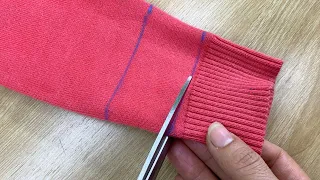 The Easy Way to Shorten Sweater Sleeves that are too Long👍🔥Great Idea!