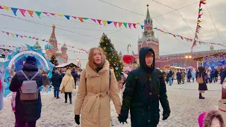 Moscow Walk 🎄 Last Sunday of the 2021 Year. New Year's Fair on Red Square