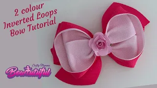 Inverted loops bow using 40mm wide ribbon. How to make hair bows tutorial  🎀 laços de fita: