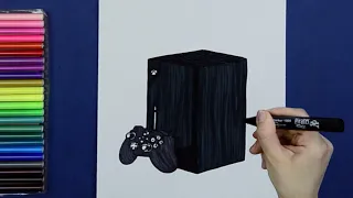 How to draw XBox Series X Game Console & controller