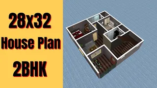 28x32 House Plan 2BHK Ground Floor || 900 sqft Ghar Ka naksha || 28 x 32 home design