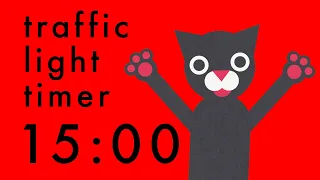 15 Minute Timer - Colour Change Traffic Light Cats Clock