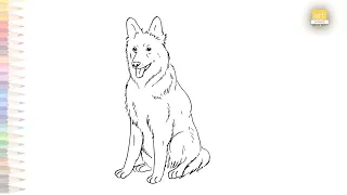 German Shepherd dog drawing | How to draw German Shepherd step by step | Dog drawing tutorials