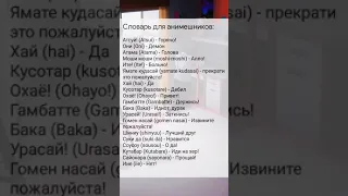 Словарь для анимешников