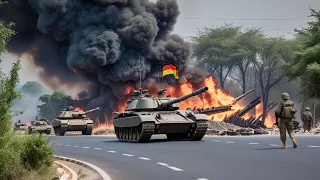 Russian supersonic anti tank missile destroys 33 German Leopard tanks from long range on the border