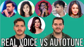 Twin Musician REACT - Real Voice vs Autotune Comparison - Arijit, Atif, Guru, Hardy, Neha & Shreya