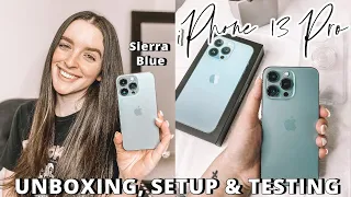 IPHONE 13 PRO UNBOXING & SET UP | Testing Cinematic Mode + Camera | Sierra Blue