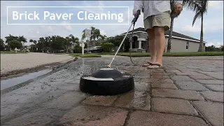 Pressure Washing Brick Paver Driveway Using A Surface Cleaning Attachment