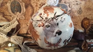 Decoupage Tutorial Christmas Balls With Gold Leaf -  Ντεκουπάζ με Φύλλα Χρυσού - Diy Step by Step