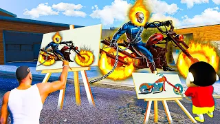 GTA 5 : Franklin & Shinchan Deawing Ghost Rider & Ghost rider Bike Cones Life GTA 5 ! Telugu