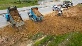 Beautiful Action Start New Project Worker Talented Skill Mini Dozer Moving Soil with mini Truck Load