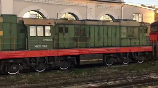 зелёный ЧМЭ3Т-7060 ,тот самый 2ТЭ10М-2228 ,и дьявольский ВЛ10У-666 в Люблино-Сортировочное!