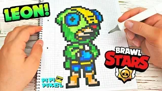 LEON for BRAWL STARS - Pixel Art Drawing