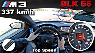 337 км/ч! | BMW M3 E92 V8 ТОП СПИД НА НЕМЕЦКОМ АВТОБАНЕ POV (без ограничения скорости)🏎