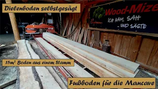 Dielen Fußboden für die Mancave -Werkstatt auf der Woodmizer LT15 - Massivholz 5m lang - 30cm breit
