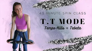 45 MINUTE SPIN CLASS: T.T MODE | Tempo Hills & Tabata Workout