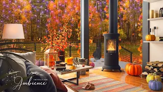 COZY AUTUMN PORCH ASMR AMBIENCE | Rain & Fireplace, Fabric Sounds, Book & Writing Sounds, Rustling