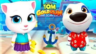 Talking Tom Gold Run: Неоновая Анжела VS Гавайский Хэнк гонка в Глубинах Океана!