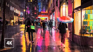 NYC Rainy Night Walk ✨ HOLIDAY Season