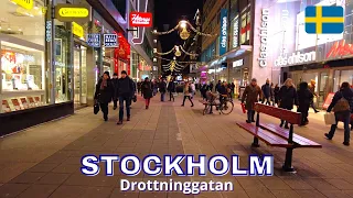 Drottninggatan, Stockholm - Virtual Walking Tour in 4K - December 2022 - Sweden