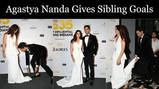 Agastya Nanda's Heartwarming act of fixing Navya Naveli Nanda's gown melts hearts