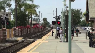 Coaster train 654 rolling into Carlsbad Village station