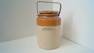 World War Two British Anti-Gas Ointment No5 Stoneware Jar