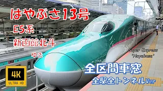 東北・北海道新幹線 はやぶさ13号 E5系 新函館北斗ゆき(車窓)    Hayabusa No.13. For Shin-Hakodate-Hokuto. 全駅全トンネルVer