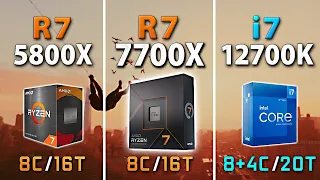 Ryzen 7 7700X vs 5800X vs i7-12700K // Test in 9 Games