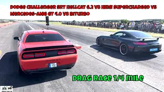 Dodge Challenger SRT Hellcat 6.2 V8 HEMI Supercharged vs Mercedes-AMG GT 4.0 V8 BiTurbo drag race 4K