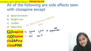 Mnemonic of the day | Antipsychotic Pharmacology | Clozapine side effects | Dr.Nikita Nanwani