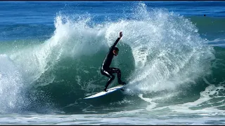 KEVIN SCHULTZ SURFS KELLY SLATERS NEW S-BOSS FIREWIRE SURFBOARD AT SEASIDE REEF AND OCEANSIDE PIER