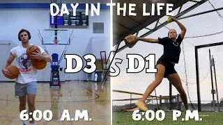 DAY IN THE LIFE: D3 Basketball Player VS D1 Softball Player!