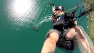 paragliding accident fall into the canopy - slow motion