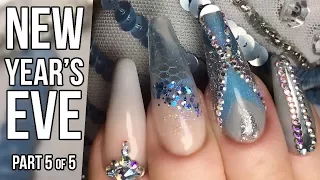 Fashion Matching Nail Design Part 5 - Stamping and Stones - New Year's Eve Nails