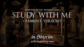 Study with Me in Skyrim | Ambient | The Bannered Mare | 50/10 Pomodoro Timer [3hr] [4K]