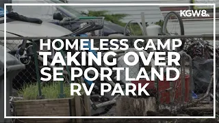 Southeast Portland mobile home park says nearby homeless camp has 'taken over'