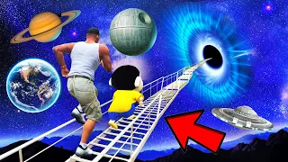 SHINCHAN AND FRANKLIN TRIED IMPOSSIBLE STAIRWAY TO SPACE BLACKHOLE PARKOUR CHALLENGE GTA 5