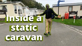 Inside a STATIC CARAVAN at Haven Quay West Holiday Park in Wales, UK