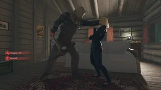 Friday the 13th Game Ryona blonde Victoria puts up fight but fatally loses with a pic to her skull