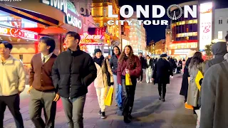 🇬🇧Winter Night Walk in London City 2024 -  London Virtual Travel Video | London Night Walk 4K