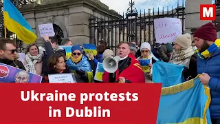 Protests outside Leinster House against Russian invasion of Ukraine | Varadkar speaks to protestors