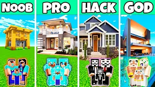 Minecraft Fantastic House Build Challenge - Noob vs Pro vs Hacker vs God