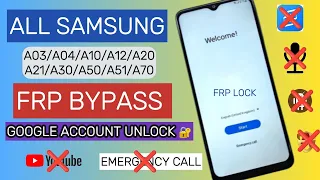 All Samsung A03/A04/A10/A12/A20/A21/A30/A50/A51/A70 || FRP Bypass || New Trick Unlock code 2024